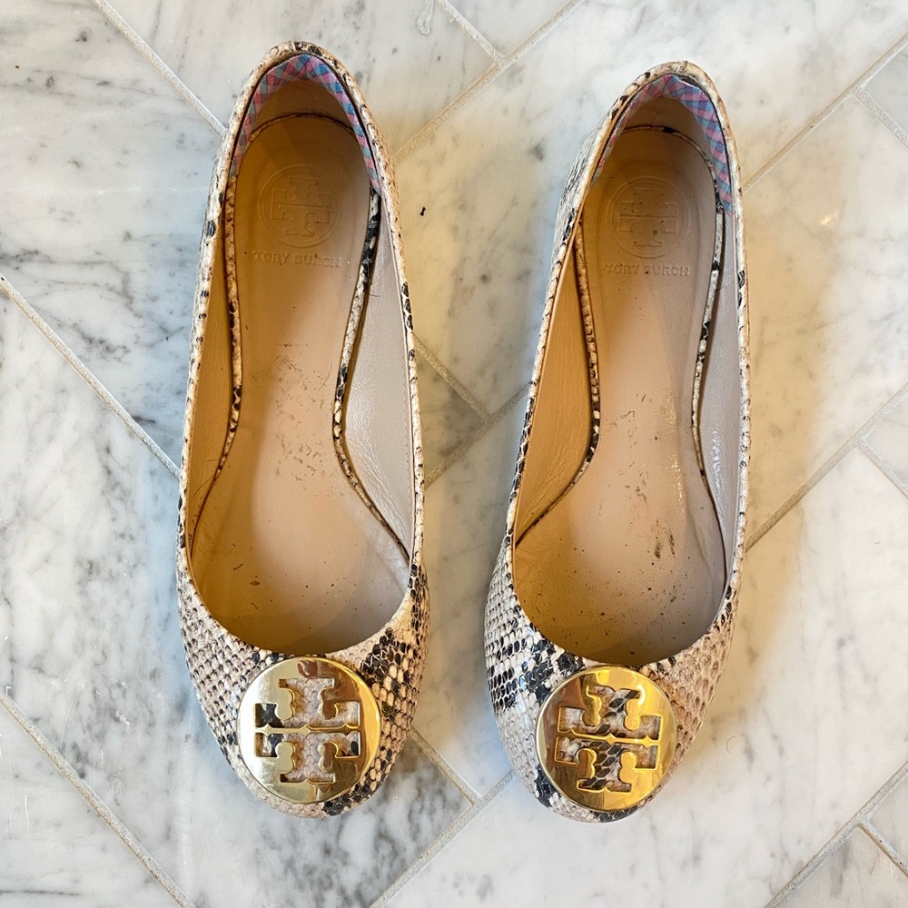 Tory Burch Snakeskin Ballet Flats
